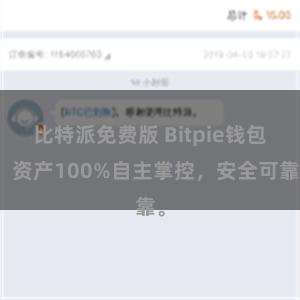 比特派免费版 Bitpie钱包：资产100%自主掌控，安全可靠。